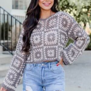 Trendy Crochet Knit Sweater